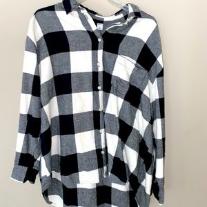Black and White Checked Flannel Shirt